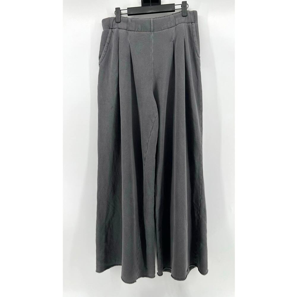 Aerie | Oversized Wide Leg Pleated Sweatpants Gray Cotton Elastic Waist Size M